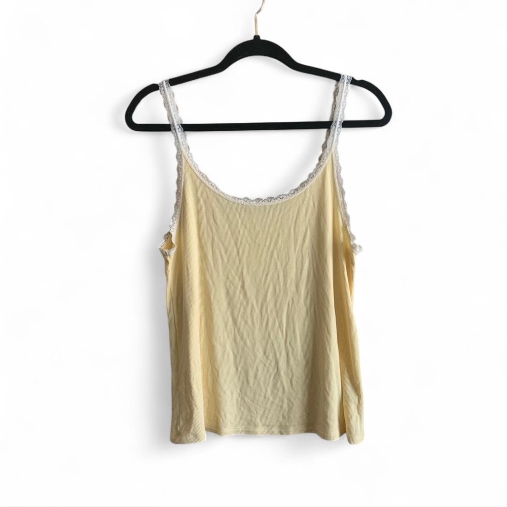 Aerie Cream Yellow Lace Trim Camisole Top